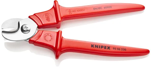 Knipex Kabelschere, Griffe kunststoffummantelt, isoliert, VDE-geprüft, 230 mm
