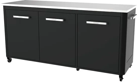 cozze ® Außentisch mit 3 Türen und 6 Rädern Edelstahl/Schwarz/Grau