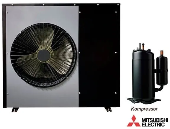 Andersen Electric Nordic One Luft-Wasser-Wärmepumpe mit WiFi, 7kW, Schwarz